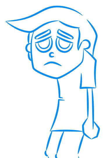 sad cartoon boy